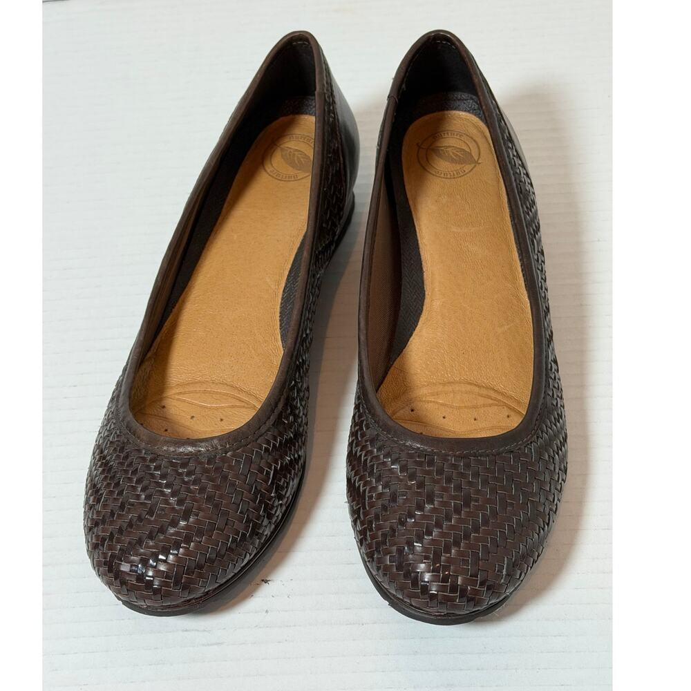 Women's‎ Nurture Sloan Woven Brown Flat Slip On Leather Shoes Size 9.5